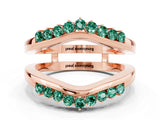 Rose gold Round Green Sapphire Chevron Contour Band with Prong Setting_6