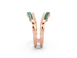 Rose gold Round Green Sapphire Chevron Contour Band with Prong Setting_8