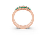 Rose gold Round Green Sapphire Chevron Contour Band with Prong Setting_9