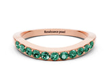 Rose gold Round Green Sapphire Curved Wedding Band with Channel Setting_6