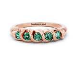 Rose gold Round Green Sapphire Eternity Band with Twist Prong Setting_6