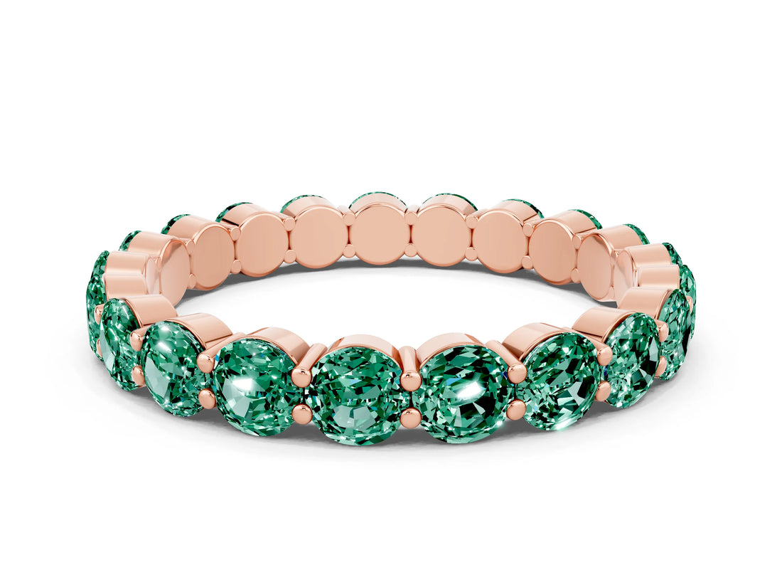 Rose gold Round Green Sapphire Eternity Band with U-Prong Setting_30