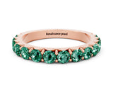 Rose gold Round Green Sapphire Half Eternity Band with Classic Prong Setting_6