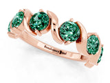 Rose gold Round Green Sapphire Half Eternity Band with Wave Prong Setting_7