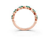 Rose gold Round Green Sapphire Half Eternity Band with Wave Prong Setting_9