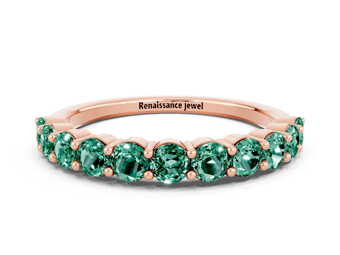 Rose gold Round Green Sapphire Half-Eternity Prong-Set Band_6