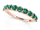 Rose gold Round Green Sapphire Half-Eternity Prong-Set Band_7