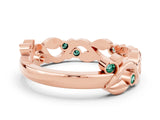 Rose gold Round Green Sapphire Leaf Eternity Band with Bezel Setting_42