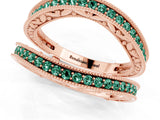 Rose gold Round Green Sapphire Milgrain Eternity Band with Channel Setting_19