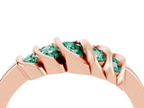 Rose gold Round Green Sapphire Multi-Row Crossover Band_10