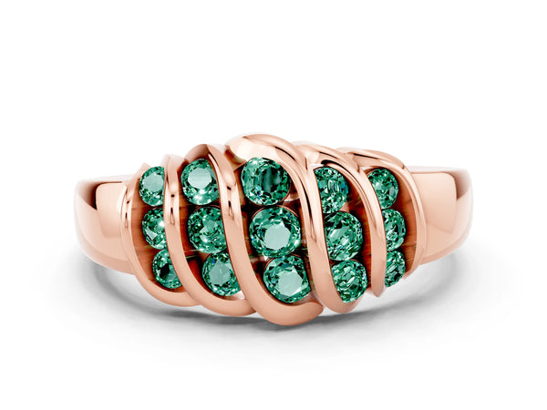 Rose gold Round Green Sapphire Multi-Row Crossover Band