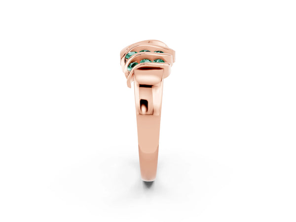 Rose gold Round Green Sapphire Multi-Row Crossover Band