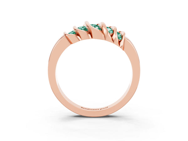 Rose gold Round Green Sapphire Multi-Row Crossover Band