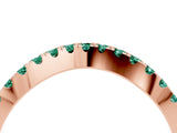 Rose gold Round Green Sapphire Pavé Curved Band with Shared Prong Setting_10