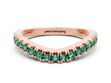 Rose gold Round Green Sapphire Pavé Curved Band with Shared Prong Setting_6