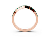 Rose gold Round Green Sapphire Pavé Curved Band with Shared Prong Setting_9
