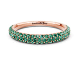 Rose gold Round Green Sapphire Pavé Eternity Band with Shared Prong Setting_6