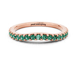 Rose gold Round Green Sapphire Pavé Set Curved Wedding Band_6