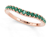 Rose gold Round Green Sapphire Pavé Set Curved Wedding Band_7