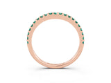 Rose gold Round Green Sapphire Pavé Set Curved Wedding Band_9