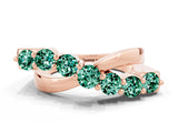 Rose gold Round Green Sapphire Prong-Set Crossover Band_6