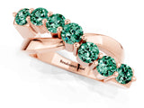 Rose gold Round Green Sapphire Prong-Set Crossover Band_7