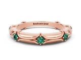 Rose gold Round Green Sapphire Prong Set Milgrain Eternity Band_6
