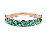Rose gold Round Green Sapphire Shared Prong Eternity Band_6