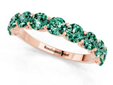 Rose gold Round Green Sapphire Shared Prong Eternity Band_7