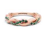 Rose gold Round Green Sapphire Twist Eternity Band with Pavé Setting_6