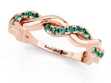 Rose gold Round Green Sapphire Twist Eternity Band with Pavé Setting_7