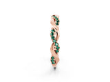 Rose gold Round Green Sapphire Twist Eternity Band with Pavé Setting_8