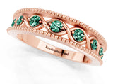 Rose gold Round Green Sapphire Twist Milgrain Band with Bezel Setting_13