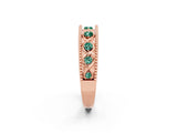 Rose gold Round Green Sapphire Twist Milgrain Band with Bezel Setting_14