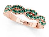 Rose gold Round Green Sapphire Twisted Eternity Band with Pavé and Shared Prong Setting_19