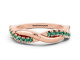 Rose gold Round Green Sapphire Twisted Infinity Band with Prong Setting_6