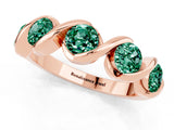 Rose gold Round Green Sapphire Wave Band with Channel Setting and Shared Prongs_7