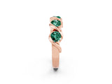 Rose gold Round Green Sapphire Wave Band with Channel Setting and Shared Prongs_8
