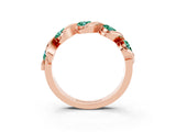 Rose gold Round Green Sapphire Wave Band with Channel Setting and Shared Prongs_9