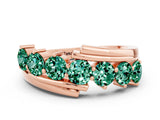 Rose gold Round Green Sapphire Wave Band with Channel and Shared Prong Setting_18