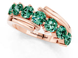 Rose gold Round Green Sapphire Wave Band with Channel and Shared Prong Setting_19