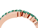 Rose gold Round Green Sapphire Wave Band with Channel and Shared Prong Setting_22