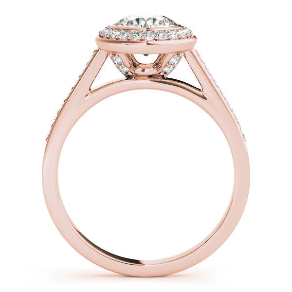 Rose gold Round Halo Bezel Diamond Pave Band Ring 2