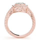 Rose gold Round Halo Bezel Set Diamond Ring with Pavé Band 2
