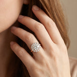 Rose gold Round Halo Cluster Diamond Engagement Ring with Prong Setting and Polished Band_14