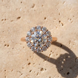 Rose gold Round Halo Cluster Diamond Engagement Ring with Prong Setting and Polished Band_15