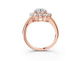 Rose gold Round Halo Cluster Diamond Engagement Ring with Prong Setting and Polished Band_154