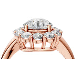 Rose gold Round Halo Cluster Diamond Engagement Ring with Prong Setting and Polished Band_155