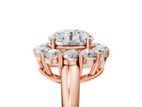 Rose gold Round Halo Cluster Diamond Engagement Ring with Prong Setting and Polished Band_156