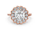 Rose gold Round Halo Cluster Diamond Engagement Ring with Solitaire Band and Prong Setting_50